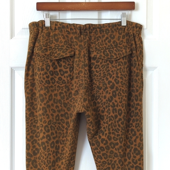 Sanctuary x Anthropologie Leopard Print Cotton Knit Slim Fit Joggers Brown XL - Picture 5 of 16